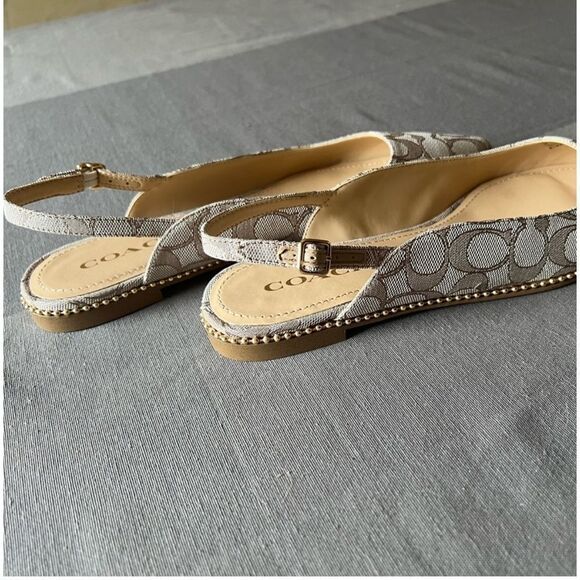NEW WITH BOX COACH VAE SKIMMER JACQUARD SLINGBACK FLATS SIZE 10 - Picture 7 of 12